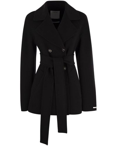 Sportmax Double-breasted Belted Coat - Black