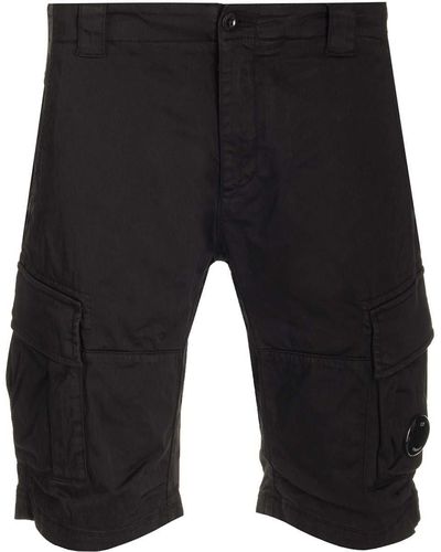 C.P. Company Black Cotton Cargo Bermuda Shorts