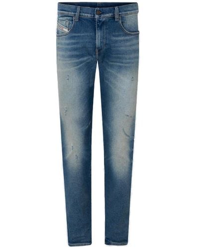 DIESEL 2019 D-Strukt Logo Patch Tapered Jeans - Blue