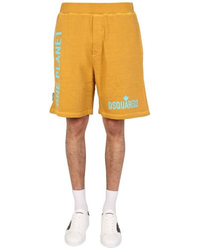 DSquared² "One Life One Planet" Bermuda Shorts - Yellow