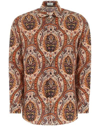 Etro Printed Silk Shirt - Brown