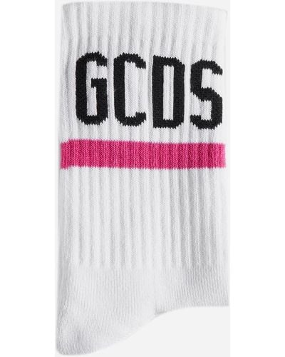 Gcds Logo Cotton-Blend Socks - White