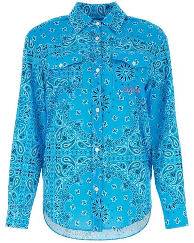 Mc2 Saint Barth Printed Cotton Amaya Shirt - Blue