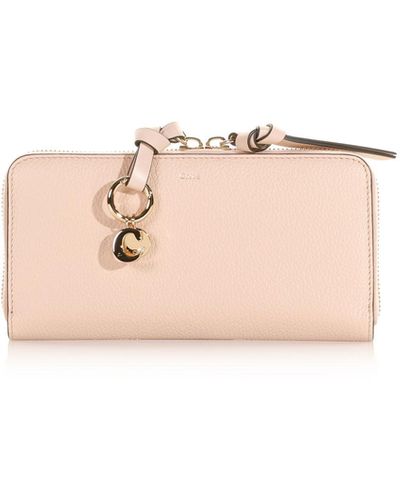 Chloé Full Zip Leather Wallet - Pink