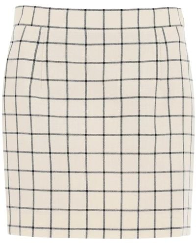 Marni Check Wool Mini Skirt - Natural