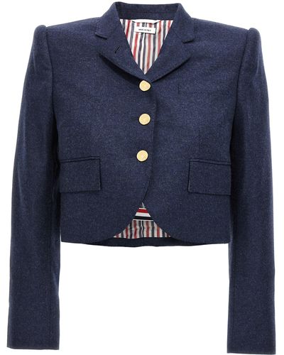 Thom Browne Cropped Flannel Jacket Jackets - Blue