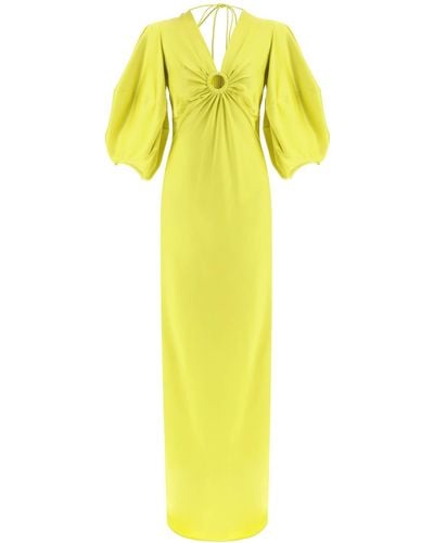 Stella McCartney Tella Mccartney Satin Maxi Dress With Cut-out Ring Detail - Yellow