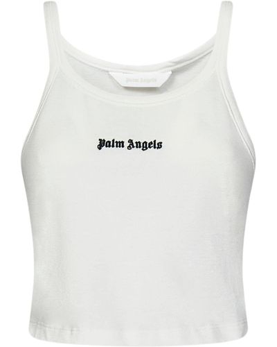 Palm Angels Off- Cotton Tank Top - White