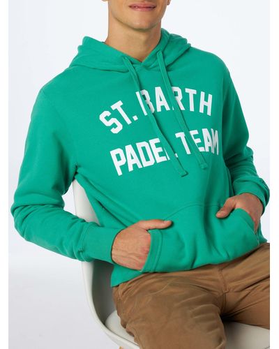 Mc2 Saint Barth Cotton Hoodie With St. Barth Padel Team Print - Green