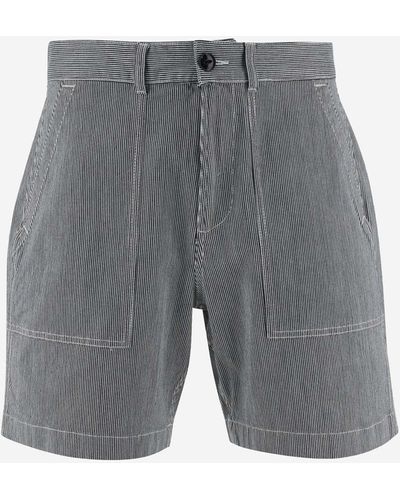 Woolrich Stretch Cotton Short Pants With Striped Pattern - Gray