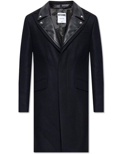 Moschino Concealed Fastened Collared Coat - Blue