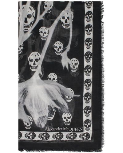 Alexander McQueen Graphic Printed Scarf - Gray