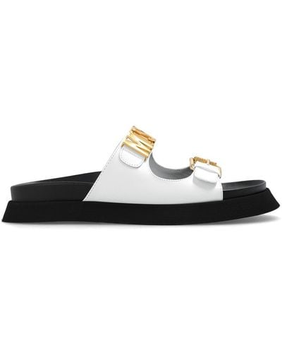 Moschino Logo Lettering Slip-on Sandals - Black