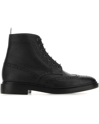 Thom Browne Leather Ankle Boots - Black