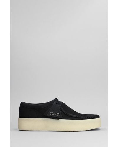 Clarks Wallabee Cup Lace Up Shoes In Black Nubuck - Gray
