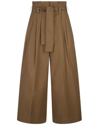 Aspesi Wide Trousers With Belt - Natural