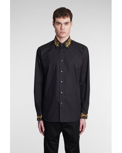 Versace Shirt In Black Polyester - Blue