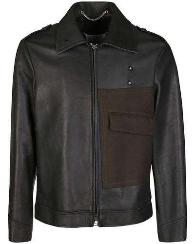 Maison Margiela Patch Detailed Zipped Jacket - Black
