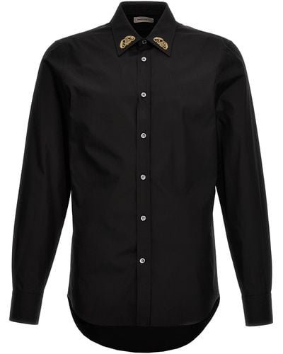 Alexander McQueen Embroidered Collar Shirt Shirt, Blouse - Black
