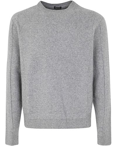 Zegna Wool And Cashmere Crew Neck Sweater - Gray