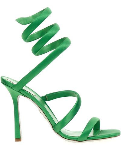 Rene Caovilla Lime Cleo Sandals With Crystals - Green