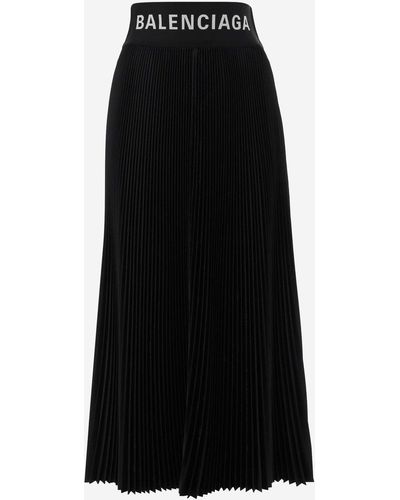 Balenciaga Logo Pleated Skirt - Black