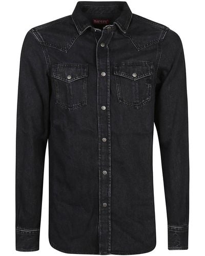 DIESEL D-vega Buttoned Denim Shirt - Black