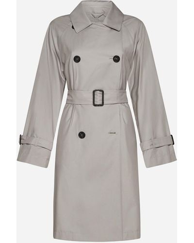 Max Mara The Cube Cotton-Blend Double-Breasted Trench Coat - Gray