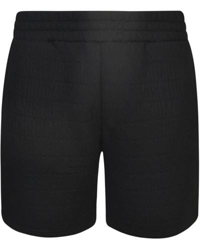 Moschino Monogram-jacquard Wide-leg Track Shorts - Black