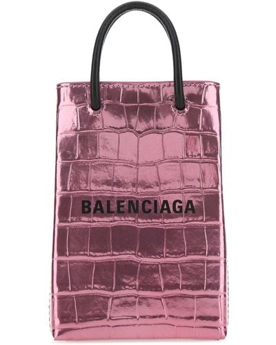 Balenciaga Leather Phone Case - Pink
