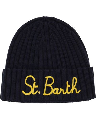 Mc2 Saint Barth Wool And Cashmere Blend Hat With Embroidery - Blue