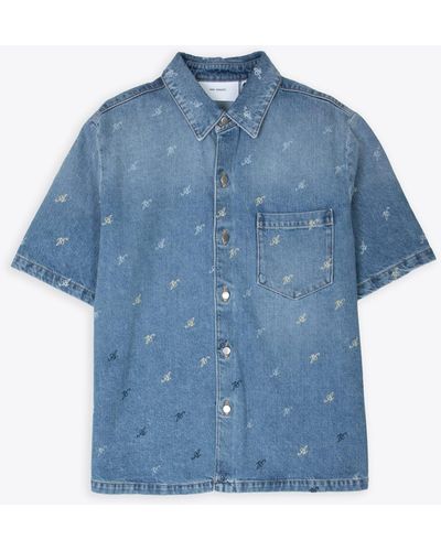 Axel Arigato Miles Shirt Light Denim Shirt With Short Sleeves - Blue