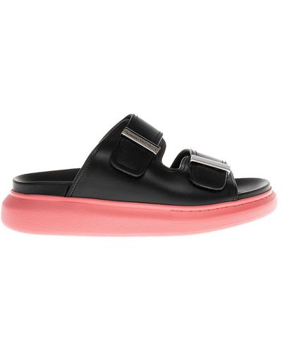 Alexander McQueen Hybrid Black And Pink Leather Sandals