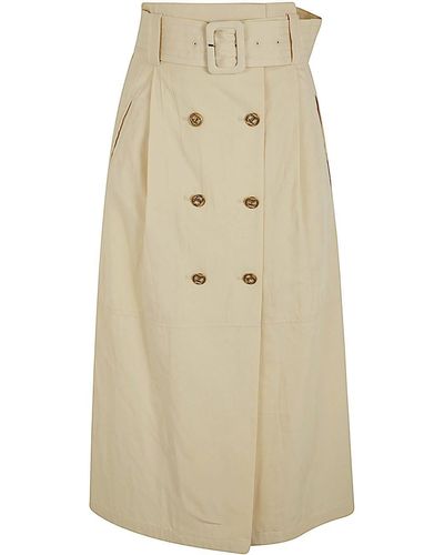 Twin Set Belted Midi Skirt - Natural