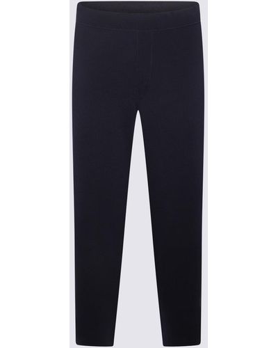 Brioni Navy Cotton Cashmere And Silk Blend Pants - Blue