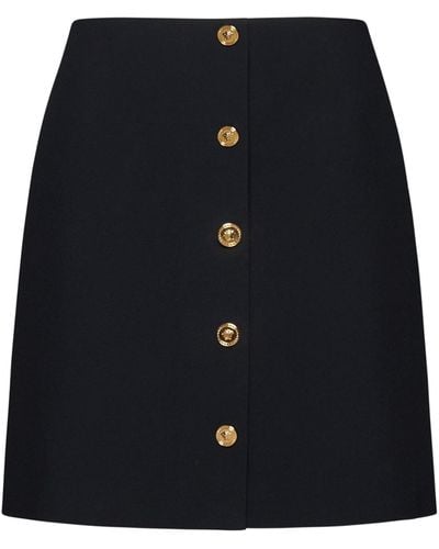 Versace Medusa Buttons Satin Mini Skirt - Black