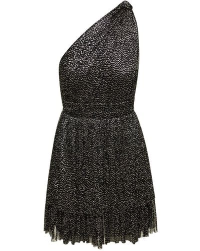 Sabina Musayev 'chicago' Mini One-shoulder Dress With Polka-dots In Polyester - Black