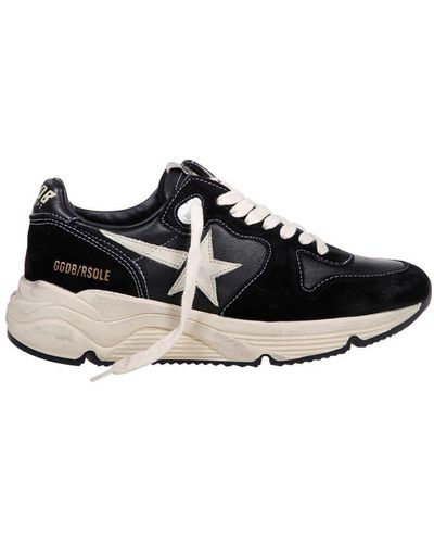 Golden Goose Running Sole Paneled Lace-up Sneakers - Black