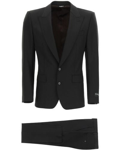 Dolce & Gabbana Sicilia Fit Two-piece Suit In Virgin Wool - Black