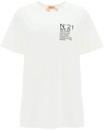 N°21 N.21 Oversized T-shirt With Logo Print - White