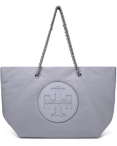 Tory Burch 'Ella' Recycled Nylon Shopping Bag - Gray