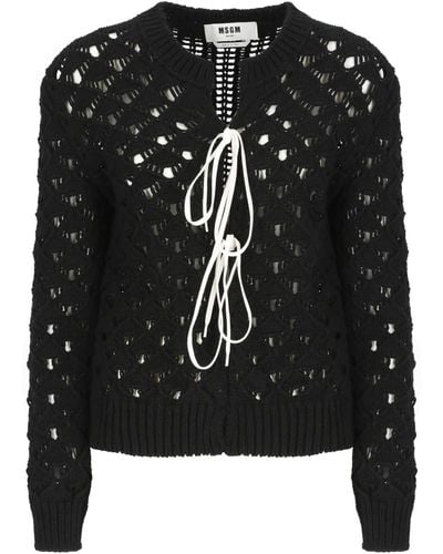 MSGM Crochet Cardigan - Black