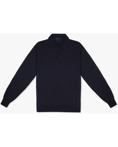 Larusmiani Long Sleeve Polo Coppa Europa Sweater - Blue