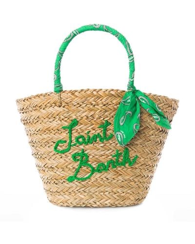 Mc2 Saint Barth Straw Bag With Embroidery - Green