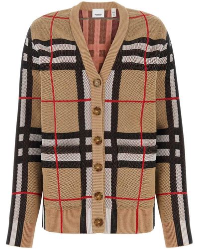 Burberry Embroidered Stretch Nylon Blend Cardigan - Brown