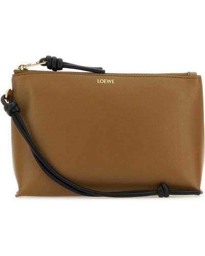 Loewe Camel Nappa Leather Knot T Pouch - Brown