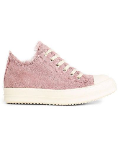 Rick Owens Fur Textured High-Top Trainers - Pink