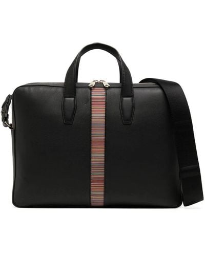 Paul Smith Rainbow-stripe Leather Briefcase - Black