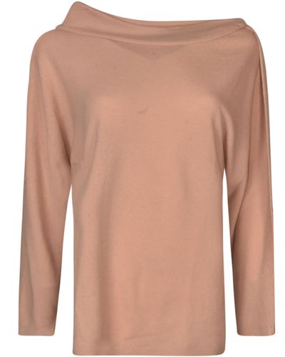 Alberta Ferretti Wide Neck Plain Sweater - Brown