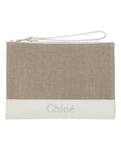Chloé Two-tone Zipped Clutch Bag - Grey